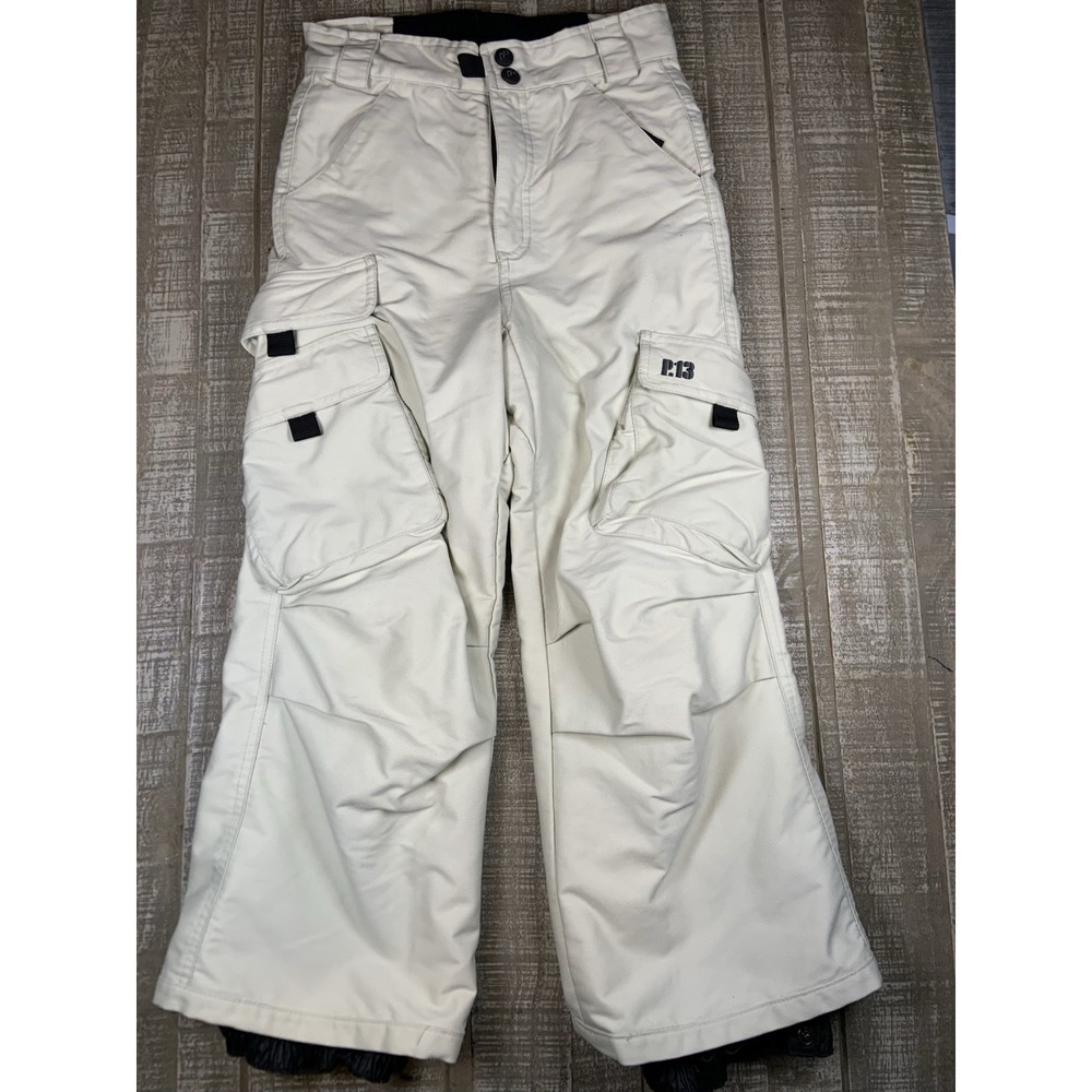 Burton P13 Ski Snowboard Snow Pants Boys Youth XS (5-6) Off White Insulated
